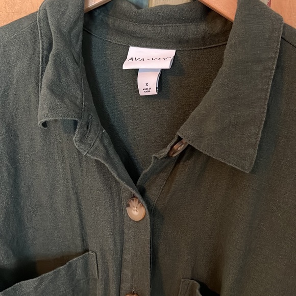 Ava & Viv Olive Linen Romper Jumpsuit size X - Picture 4 of 6
